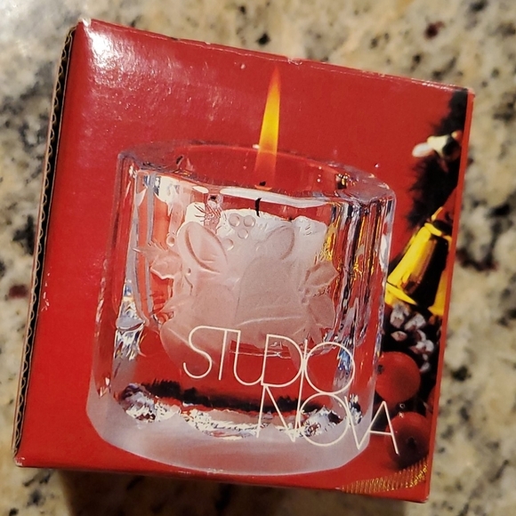 STUDIO NOVA Clear etched Glass Votive holder - Picture 1 of 8
